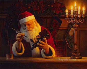 クリスマス Painting - クリスマスイブのタッチアップキッズ
